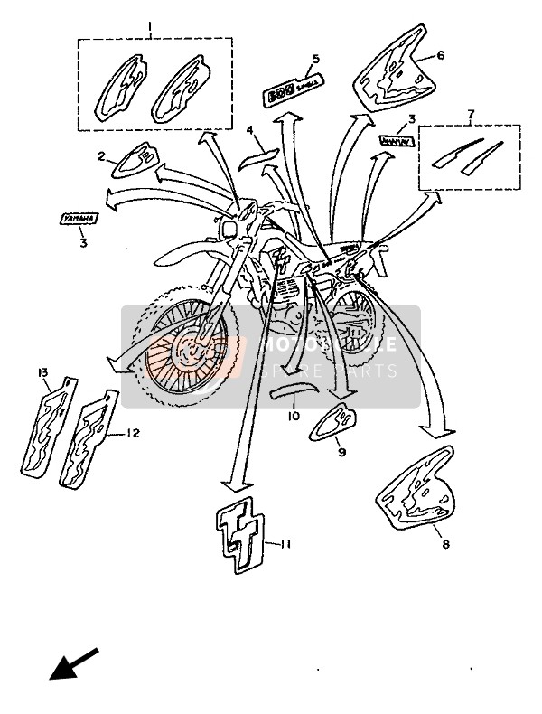 4GVF17890000, Grafica Nera Fianch.Dx.  TT600, Yamaha, 1