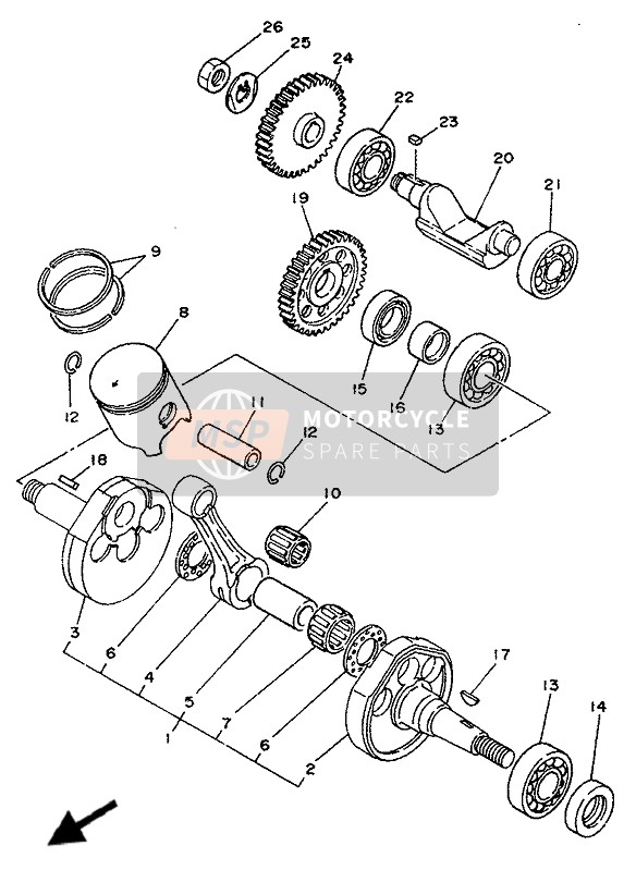 Yamaha TZR125 1993 Crankshaft & Piston for a 1993 Yamaha TZR125