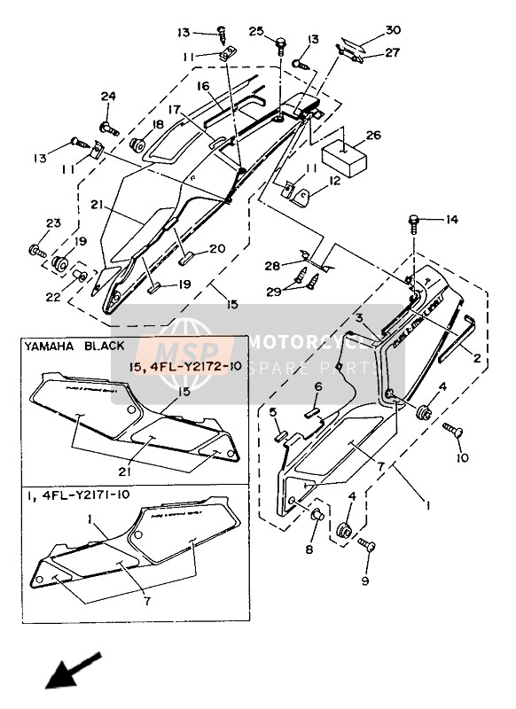 Yamaha TZR125 1993 SEITLICHE ABDECKUNG & ÖLTANK für ein 1993 Yamaha TZR125