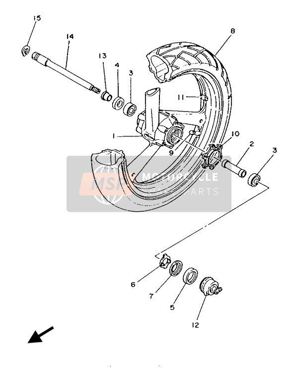 Yamaha TZR125 1993 Front Wheel for a 1993 Yamaha TZR125