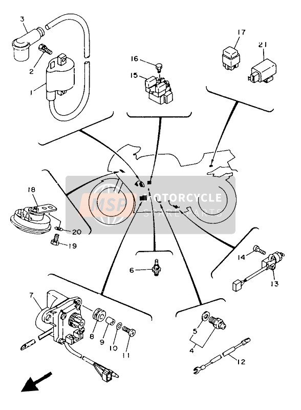 3YA833500000, Knipper Relais Assy, Yamaha, 2