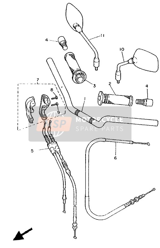 Yamaha XJ600S DIVERSION 1993 Steering Handle & Cable for a 1993 Yamaha XJ600S DIVERSION