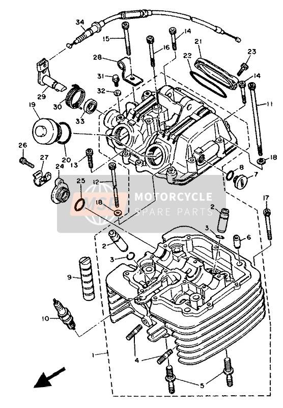 Yamaha XT600K 1993 Cylinder Head for a 1993 Yamaha XT600K