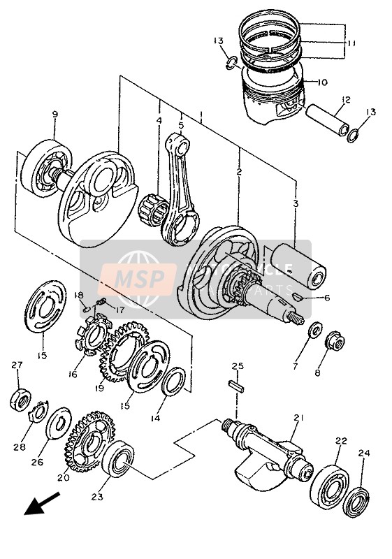 Yamaha XT600K 1993 Vilebrequin & Piston pour un 1993 Yamaha XT600K