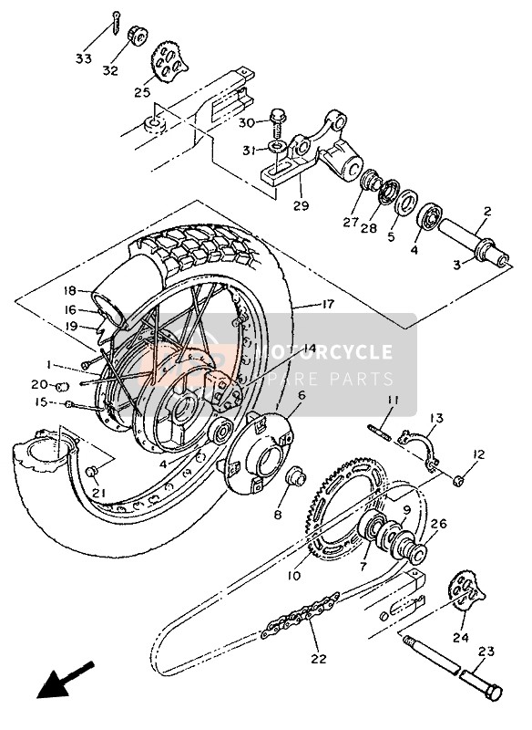 Yamaha XT600K 1993 Rear Wheel for a 1993 Yamaha XT600K