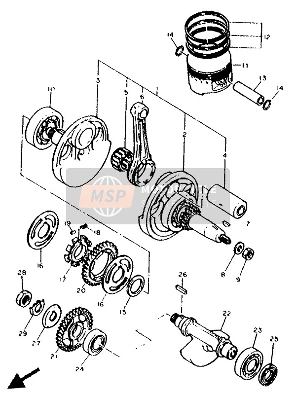 Yamaha XTZ660 1993 Crankshaft & Piston for a 1993 Yamaha XTZ660