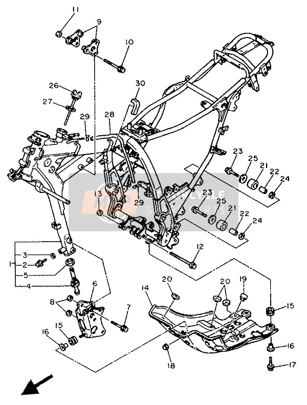 Yamaha XTZ660 1993 Cadre pour un 1993 Yamaha XTZ660