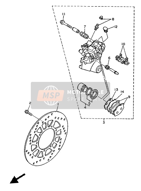 Yamaha XTZ660 1993 Rear Brake Caliper for a 1993 Yamaha XTZ660