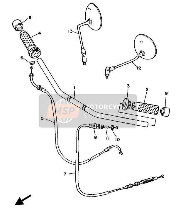 Yamaha XV535 VIRAGO 1993 Steering Handle Cable (UP) for a 1993 Yamaha XV535 VIRAGO