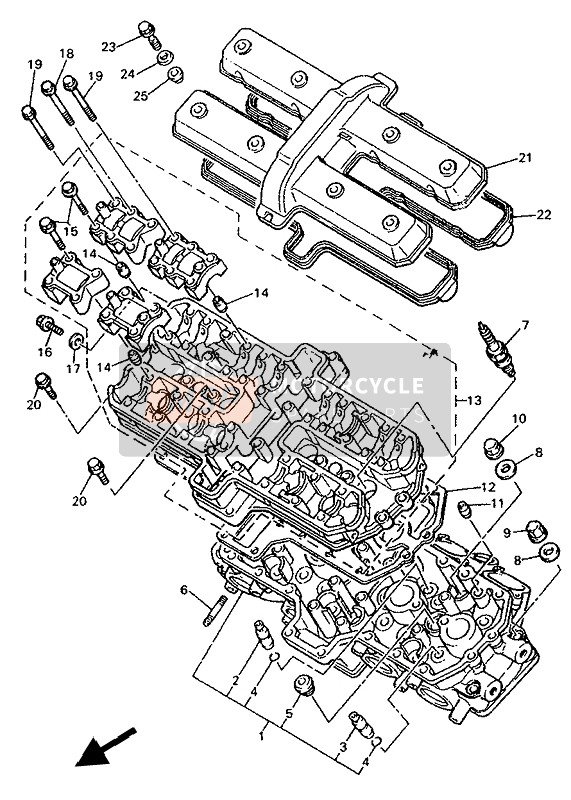 Yamaha YZF750R 1993 Cylinder Head for a 1993 Yamaha YZF750R