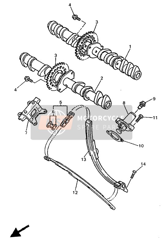 Yamaha YZF750R 1993 Camshaft & Chain for a 1993 Yamaha YZF750R