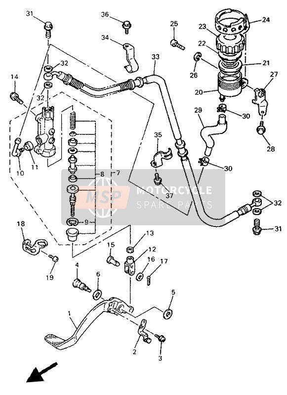 Yamaha YZF750R 1993 Maître-cylindre arrière pour un 1993 Yamaha YZF750R