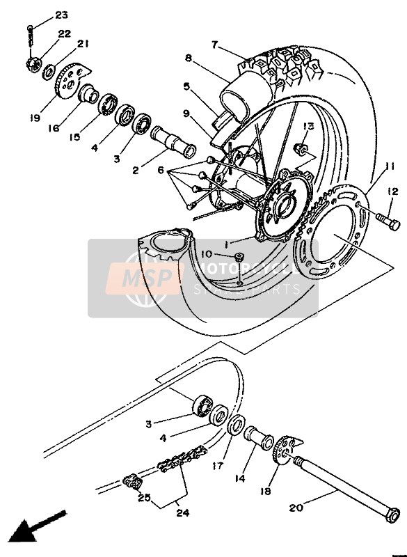 Yamaha DT125E 1991 Rear Wheel for a 1991 Yamaha DT125E