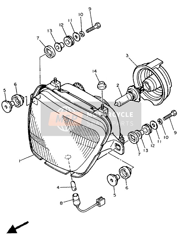 Yamaha FJ1200 1991 Koplamp voor een 1991 Yamaha FJ1200