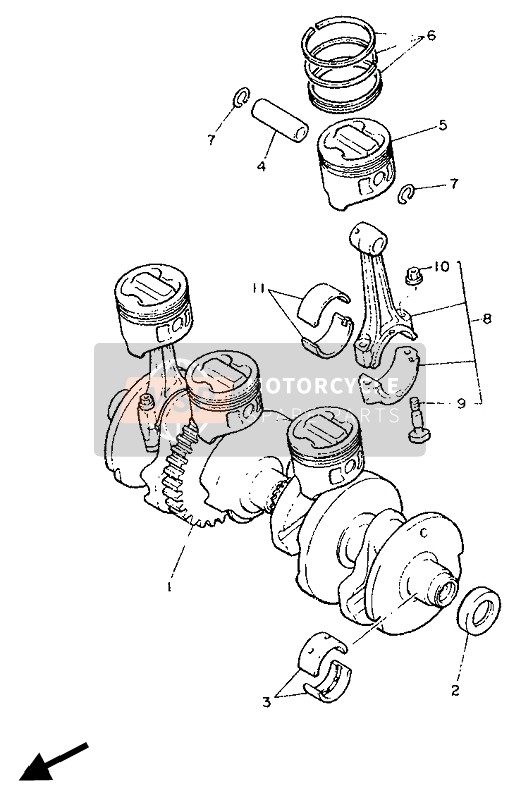 Yamaha FJ1200A 1991 Vilebrequin & Piston pour un 1991 Yamaha FJ1200A