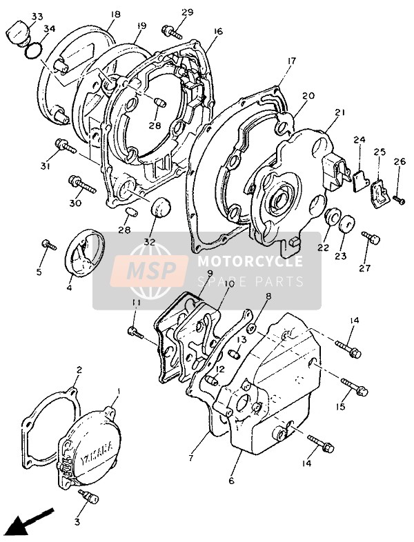 Yamaha FJ1200A 1991 Tapa del cárter 1 para un 1991 Yamaha FJ1200A