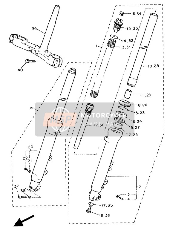 Yamaha FJ1200A 1991 Front Fork for a 1991 Yamaha FJ1200A