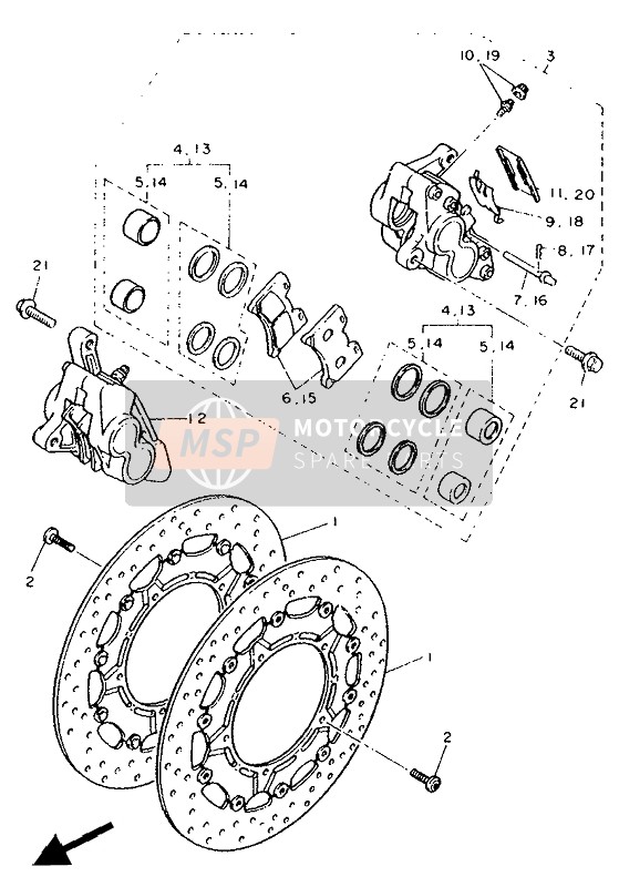 Yamaha FJ1200A 1991 BREMSSATTEL VORNE für ein 1991 Yamaha FJ1200A