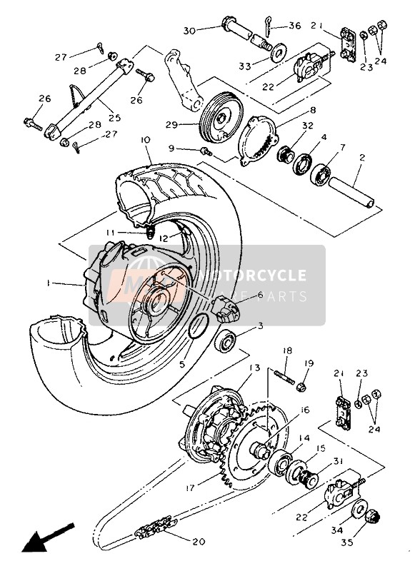 3XW253880000, Puller, Chain 1, Yamaha, 2