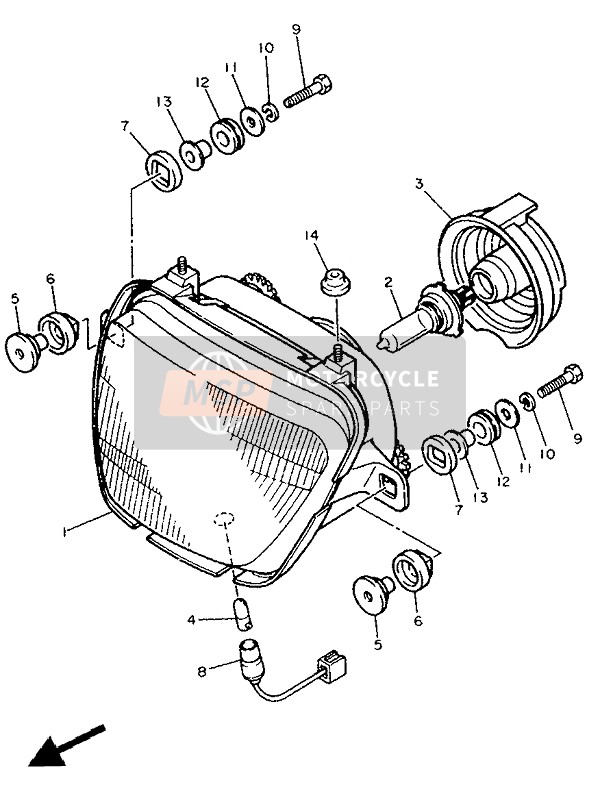 Yamaha FJ1200A 1991 Phare pour un 1991 Yamaha FJ1200A