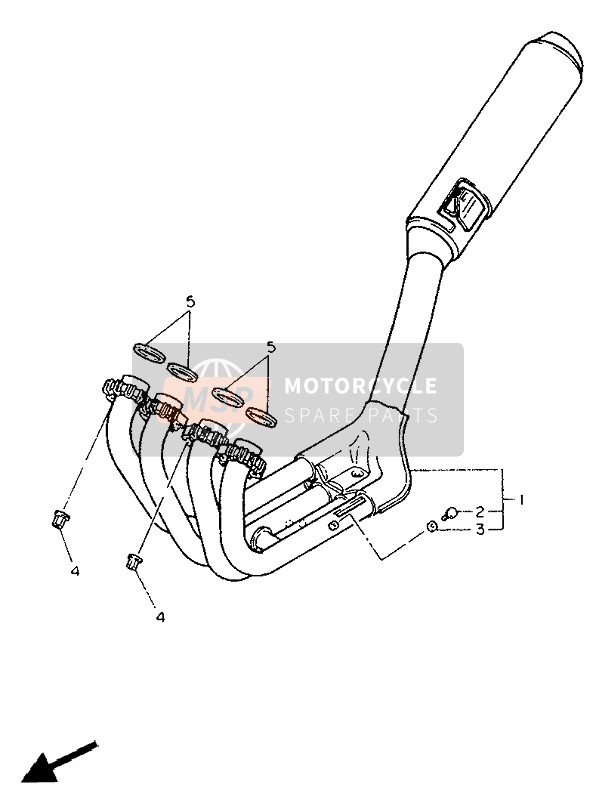 Yamaha FZ750 GENESIS 1991 Exhaust for a 1991 Yamaha FZ750 GENESIS
