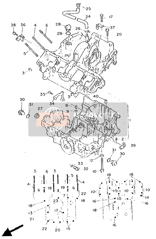 Yamaha FZ750 GENESIS 1991 Crankcase for a 1991 Yamaha FZ750 GENESIS