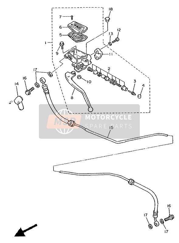 Yamaha FZ750 GENESIS 1991 Pompa freno anteriore 2 per un 1991 Yamaha FZ750 GENESIS