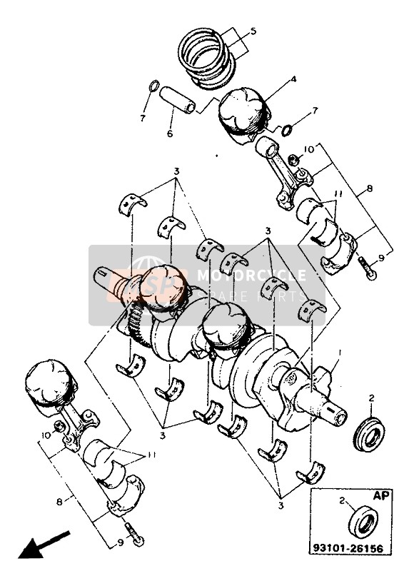 Yamaha FZR600 GENESIS 1991 Crankshaft & Piston for a 1991 Yamaha FZR600 GENESIS