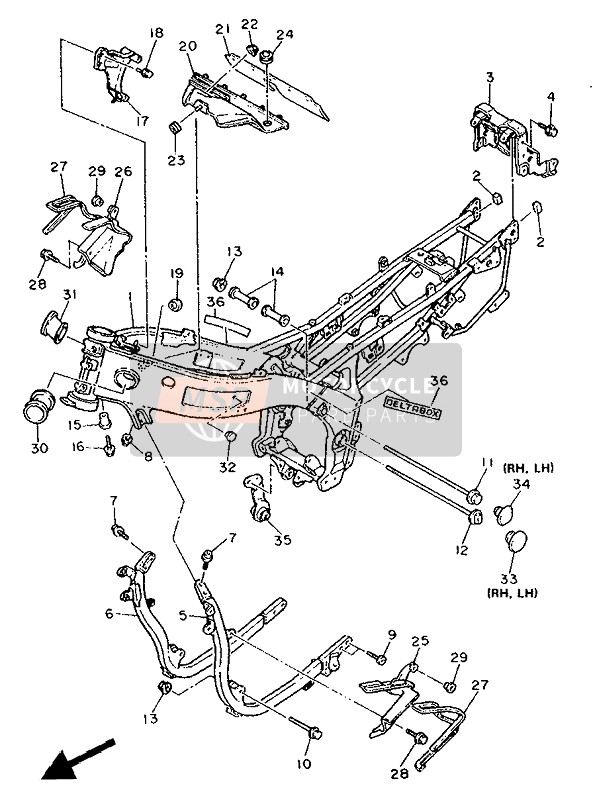 Yamaha FZR600 GENESIS 1991 Frame for a 1991 Yamaha FZR600 GENESIS
