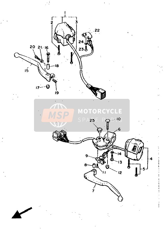 Yamaha FZR600 GENESIS 1991 Interruttore maniglia & Leva per un 1991 Yamaha FZR600 GENESIS