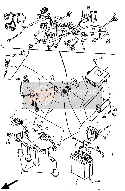 Yamaha FZR600 GENESIS 1991 Electrical 1 for a 1991 Yamaha FZR600 GENESIS