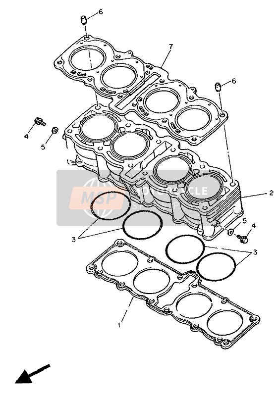 Yamaha FZR1000 1991 Cylindre pour un 1991 Yamaha FZR1000