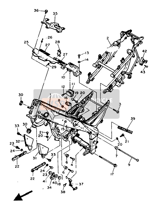 Yamaha FZR1000 1991 Frame for a 1991 Yamaha FZR1000