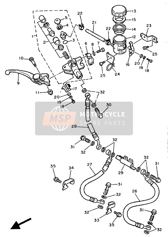 Yamaha FZR1000 1991 Maître-cylindre avant pour un 1991 Yamaha FZR1000