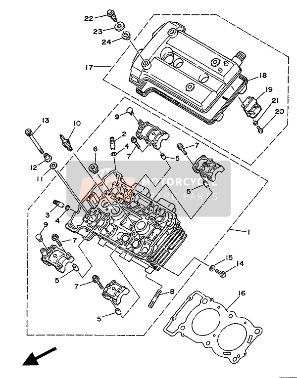 Yamaha TDM850 1991 Cylinder Head for a 1991 Yamaha TDM850