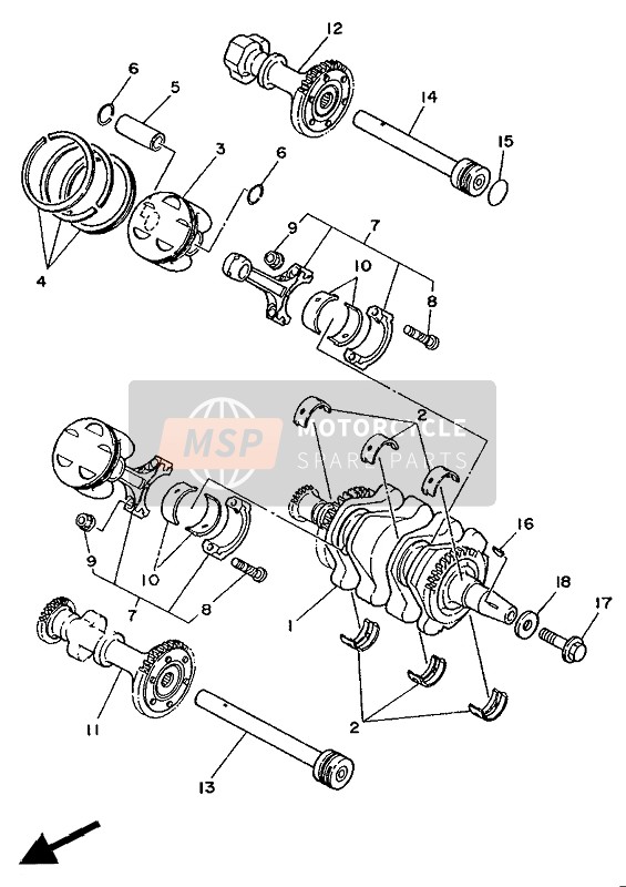 Yamaha TDM850 1991 Crankshaft & Piston for a 1991 Yamaha TDM850