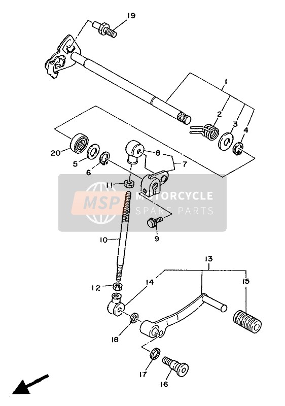 Yamaha TDM850 1991 Arbre de changement de vitesse pour un 1991 Yamaha TDM850