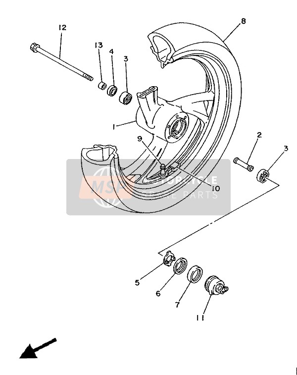 Yamaha TDM850 1991 Front Wheel for a 1991 Yamaha TDM850