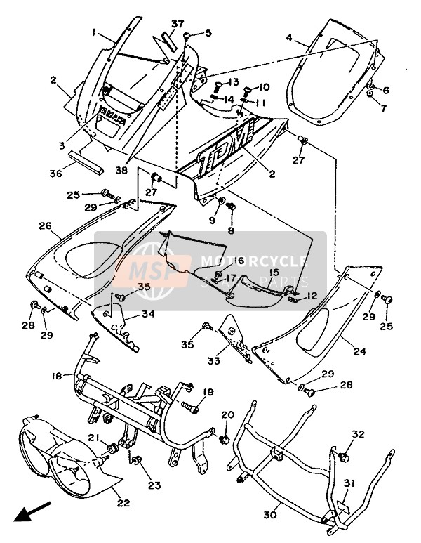 Yamaha TDM850 1991 Cowling 1 for a 1991 Yamaha TDM850