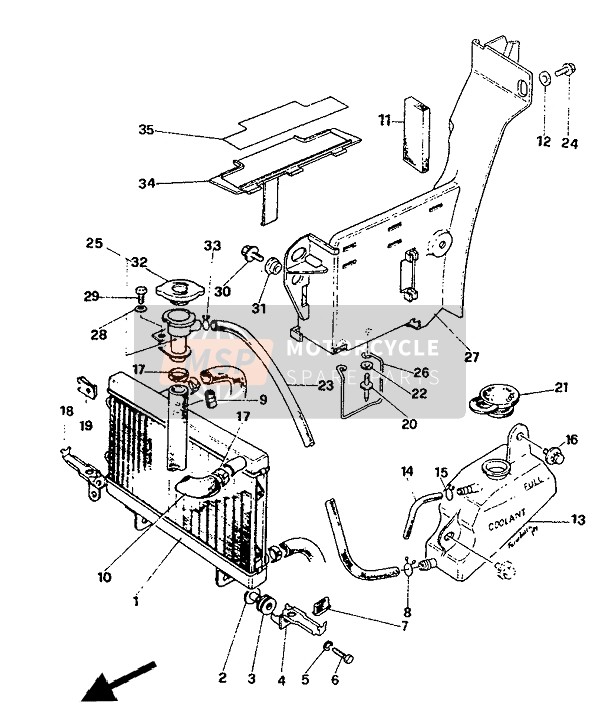 Yamaha TDR125 1991 KÜHLMITTEL für ein 1991 Yamaha TDR125