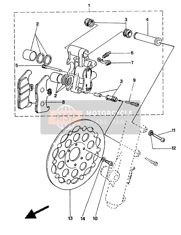 Yamaha TDR125 1991 Pinza freno anteriore per un 1991 Yamaha TDR125