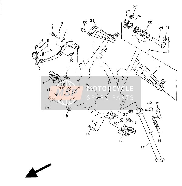 Yamaha TDR125 1991 Supporter & Repose Pieds pour un 1991 Yamaha TDR125