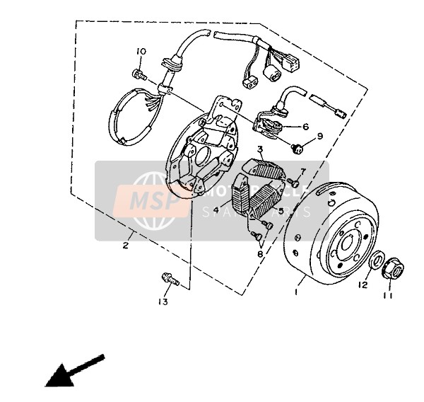 Yamaha TDR125 1991 Generator voor een 1991 Yamaha TDR125