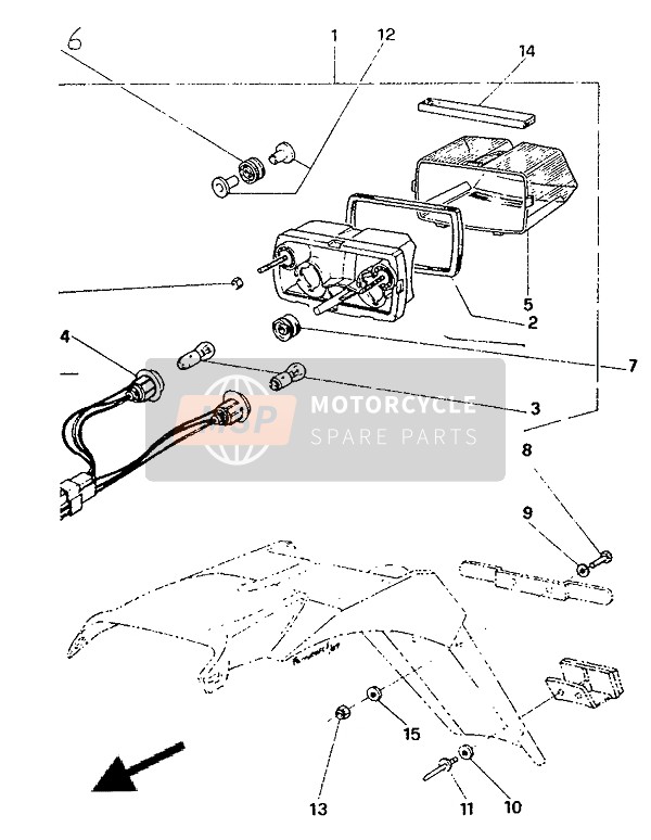 Yamaha TDR125 1991 Fanale Posteriore per un 1991 Yamaha TDR125