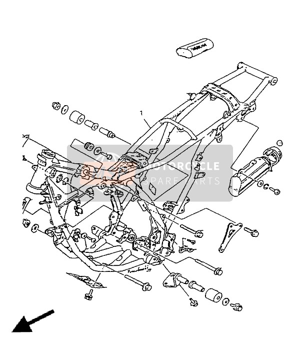 Yamaha TDR125 1991 Telaio (1) per un 1991 Yamaha TDR125