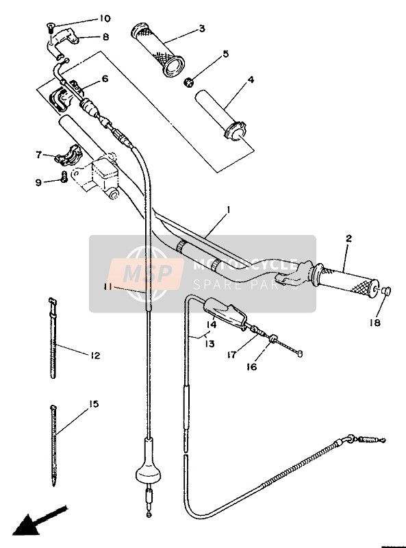 Yamaha TY250R 1991 Steering Handle & Cable for a 1991 Yamaha TY250R