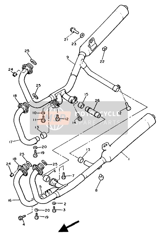 Yamaha XJ600 1991 Exhaust for a 1991 Yamaha XJ600