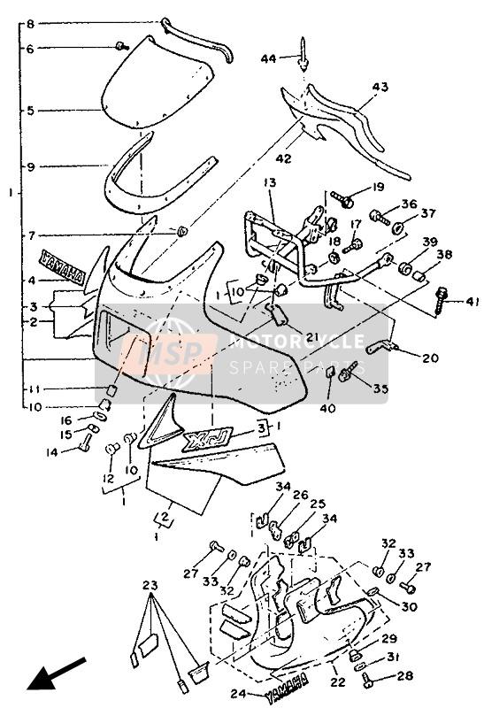 Yamaha XJ600 1991 Capotage 1 pour un 1991 Yamaha XJ600