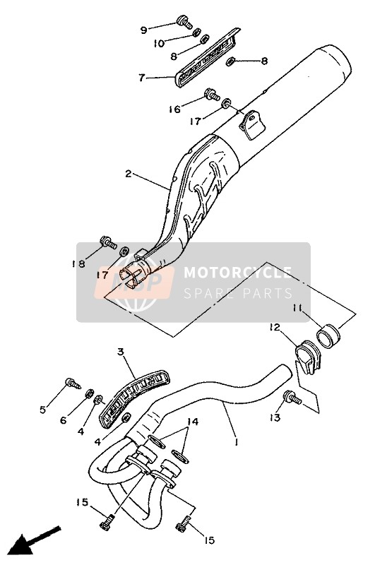 Yamaha XT350 1991 Exhaust for a 1991 Yamaha XT350