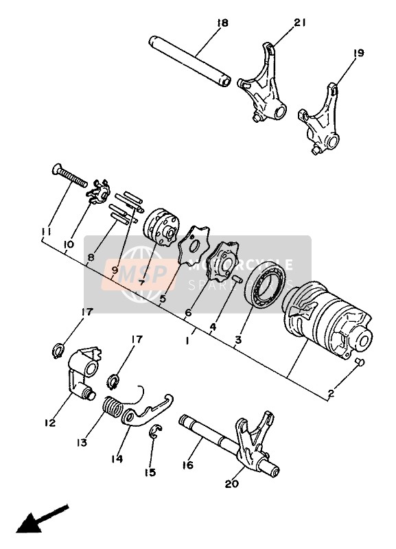 Yamaha XT350 1991 Shift Cam & Fourchette pour un 1991 Yamaha XT350